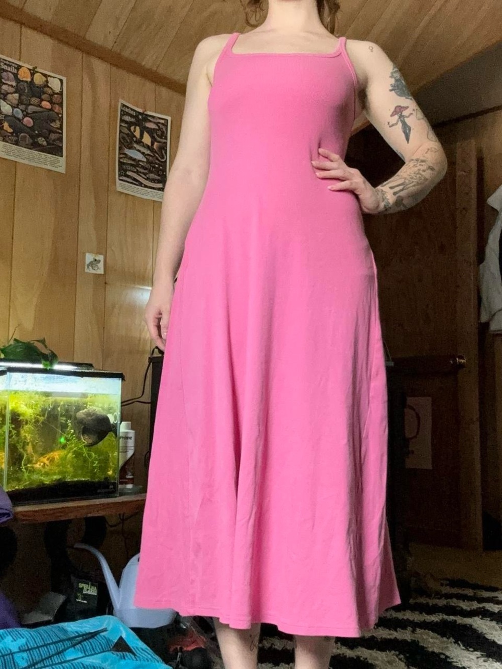 Old Navy Preppy Bright Pink A-Line Sleeveless Midi Dress